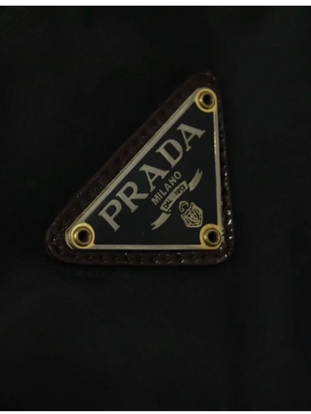 👜 PRADA Nylon Black Brown handbag Authentic Zip Fall Winter